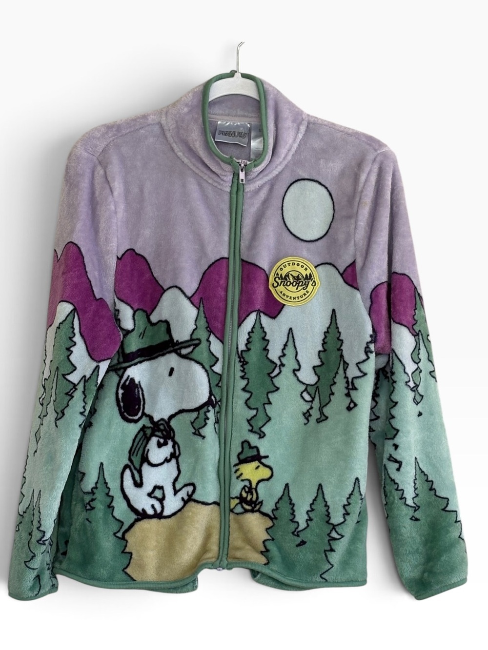 Peanuts Snoopy & Woodstock Sherpa Zip Up Jacket Size M